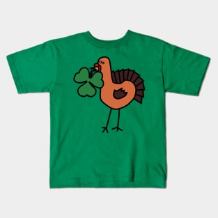 Saint Patricks Day Turkey with Shamrock Kids T-Shirt